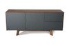 Modrest Weylyn Mid-Century Charcoal Grey & Walnut Buffet / VGMABH-374