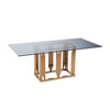 Modrest Token Modern Smoked Grey Glass & Rosegold Dining Table / VGVCT816