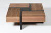 Modrest Makai Modern Walnut & Black Square Coffee Table / VGBBLE624E