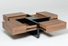 Modrest Makai Modern Walnut & Black Square Coffee Table / VGBBLE624E