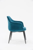 Modrest Wilson Modern Teal Velvet & Black Dining Chair / VGHR3404-TEAL