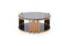 Modrest Bryce Modern Smoked Glass & Rosegold Round Coffee Table / VGVCCT8970