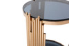 Modrest Bryce Modern Smoked Glass & Rosegold Round End Table / VGVCET8970