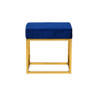 Modrest Downey Modern Blue Velvet & Gold Stool Ottoman / VGFH-FDC8016-BLU