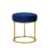 Modrest Elmont Modern Blue Velvet & Gold Stool Ottoman / VGFH-FDC8017-BLU