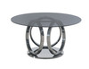 Modrest Enid - Modern Smoked Glass & Black Stainless Steel Round Dining Table / VGZAT009-DT