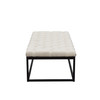 Mateo Black Powder Coat Metal Large Linen Tufted Bench - Desert Sand Linen / MATEOBELSD