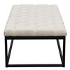 Mateo Black Powder Coat Metal Large Linen Tufted Bench - Desert Sand Linen / MATEOBELSD