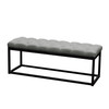 Mateo Black Powder Coat Metal Small Linen Tufted Bench - Grey / MATEOBESGR