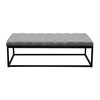 Mateo Black Powder Coat Metal Large Linen Tufted Bench - Grey / MATEOBELGR