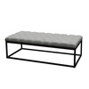 Mateo Black Powder Coat Metal Large Linen Tufted Bench - Grey / MATEOBELGR