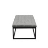 Mateo Black Powder Coat Metal Large Linen Tufted Bench - Grey / MATEOBELGR