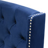 Majestic Queen Tufted Bed in Royal Navy Velvet with Nail Head Wing Accents / MAJESTICQUBEDNB