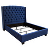 Majestic Eastern King Tufted Bed in Royal Navy Velvet with Nail Head Wing Accents / MAJESTICEKBEDNB