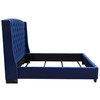 Majestic Eastern King Tufted Bed in Royal Navy Velvet with Nail Head Wing Accents / MAJESTICEKBEDNB