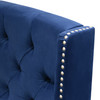 Majestic Eastern King Tufted Bed in Royal Navy Velvet with Nail Head Wing Accents / MAJESTICEKBEDNB