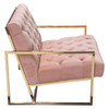 Luxe Accent Chair in Blush Pink Tufted Velvet Fabric with Polished Gold Stainless Steel Frame / LUXECHPN