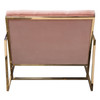 Luxe Accent Chair in Blush Pink Tufted Velvet Fabric with Polished Gold Stainless Steel Frame / LUXECHPN