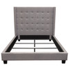 Madison Ave Tufted Wing Eastern King Bed in Light Grey Button Tufted Fabric / MADISONAVEEKBEDLG