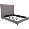 Madison Ave Tufted Wing Eastern King Bed in Light Grey Button Tufted Fabric / MADISONAVEEKBEDLG