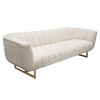 Venus Cream Fabric Sofa w/ Contrasting Pillows & Gold Finished Metal Base / VENUSSOCM