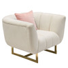 Venus Cream Fabric Chair w/ Contrasting Pillows & Gold Finished Metal Base / VENUSCHCM