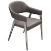 Adele Set of Two Dining/Accent Chairs in Grey Leatherette w/ Brushed Stainless Steel Leg / ADELEDCGR2PK