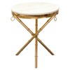 Reed Round Accent Table with White Marble Top and Gold Finished Metal Base / REEDETGD