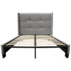 Beverly Queen Bed with Integrated Footboard Storage Unit & Accent Wings in Grey Fabric By Diamond Sofa / BEVERLYGRQUBED