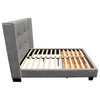 Beverly Queen Bed with Integrated Footboard Storage Unit & Accent Wings in Grey Fabric By Diamond Sofa / BEVERLYGRQUBED