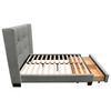 Beverly Queen Bed with Integrated Footboard Storage Unit & Accent Wings in Grey Fabric By Diamond Sofa / BEVERLYGRQUBED