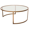Lane 2PC Round Nesting Set in Brushed Gold Frame w/ Clear Tempered Glass Tops / LANECTGD