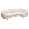 Celine Curved Sofa with Contoured Back in Light Cream Velvet and Gold Metal Legs / CELINESOCM