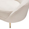 Celine Curved Sofa with Contoured Back in Light Cream Velvet and Gold Metal Legs / CELINESOCM