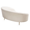 Celine Curved Sofa with Contoured Back in Light Cream Velvet and Gold Metal Legs / CELINESOCM