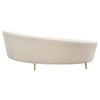 Celine Curved Sofa with Contoured Back in Light Cream Velvet and Gold Metal Legs / CELINESOCM