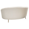 Celine Curved Sofa with Contoured Back in Light Cream Velvet and Gold Metal Legs / CELINESOCM