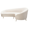 Celine Curved Sofa with Contoured Back in Light Cream Velvet and Gold Metal Legs / CELINESOCM