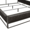 Empire Queen Bed in Weathered Grey PU with Hand brushed Silver Metal Frame / EMPIREQUBEDGR