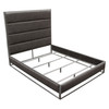 Empire Queen Bed in Weathered Grey PU with Hand brushed Silver Metal Frame / EMPIREQUBEDGR