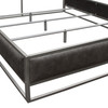 Empire Eastern King Bed in Weathered Grey PU with Hand brushed Silver Metal Frame / EMPIREEKBEDGR