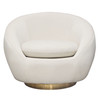 Celine Swivel Accent Chair in Light Cream Velvet w/ Brushed Gold Accent Band / CELINECHCM