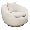 Celine Swivel Accent Chair in Light Cream Velvet w/ Brushed Gold Accent Band / CELINECHCM