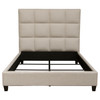 Devon Grid Tufted Queen Bed in Sand Fabric / DEVONQUBEDSD