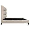 Devon Grid Tufted Eastern King Bed in Sand Fabric / DEVONEKBEDSD