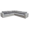 Envy 3PC Sectional in Platinum Grey Velvet with Tufted Outside Detail and Silver Metal Trim / ENVY3PCSECTGR