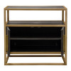 Empire 2-Door End Table in Dark Brown Veneer w/ Hand brushed Gold Metal Frame / EMPIREETGD