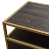 Empire 2-Door End Table in Dark Brown Veneer w/ Hand brushed Gold Metal Frame / EMPIREETGD