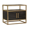 Empire 2-Door End Table in Dark Brown Veneer w/ Hand brushed Gold Metal Frame / EMPIREETGD