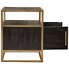 Empire 2-Door End Table in Dark Brown Veneer w/ Hand brushed Gold Metal Frame / EMPIREETGD